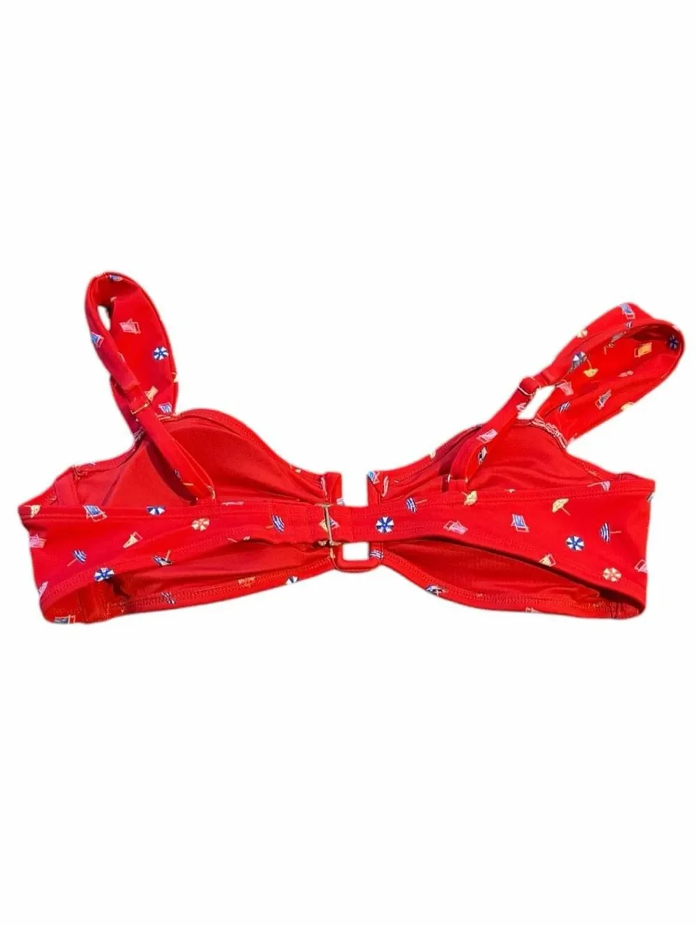 SHADE & SHORE NWT Red U-Wire Bralette Bikini Top Beach Print Size Large